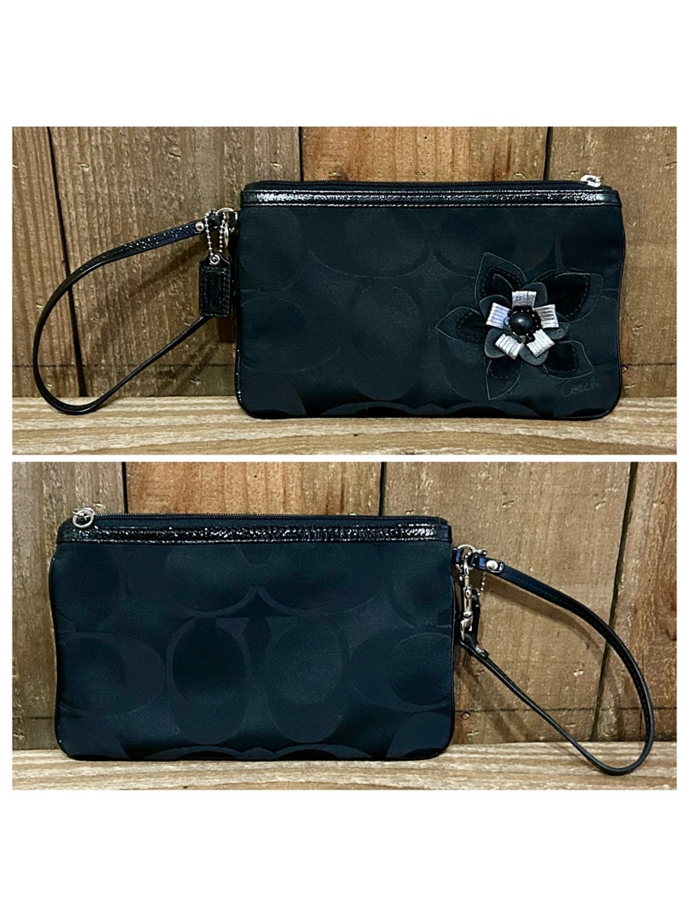 Coach Signature Floral Zip Wristlet with Free Chain Strap & Dust Bag. - Picture 13 of 16